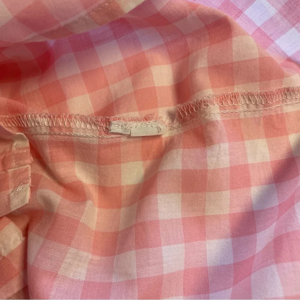 J. Crew Factory Women's Pink Gingham Sleeveless Ruffle Blouse Size XS - Picture 5 of 8